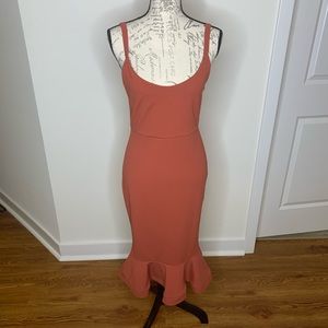 Peplum Frill Hem Strappy Midi Dress